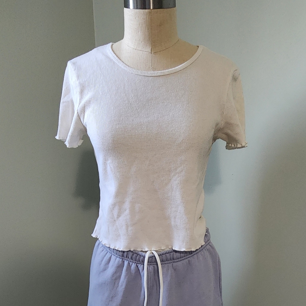 White Ribbed Women's Top
